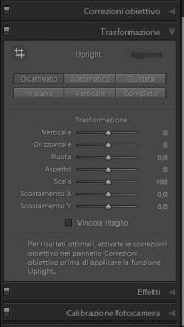 Lightroom Pannello Trasformazione